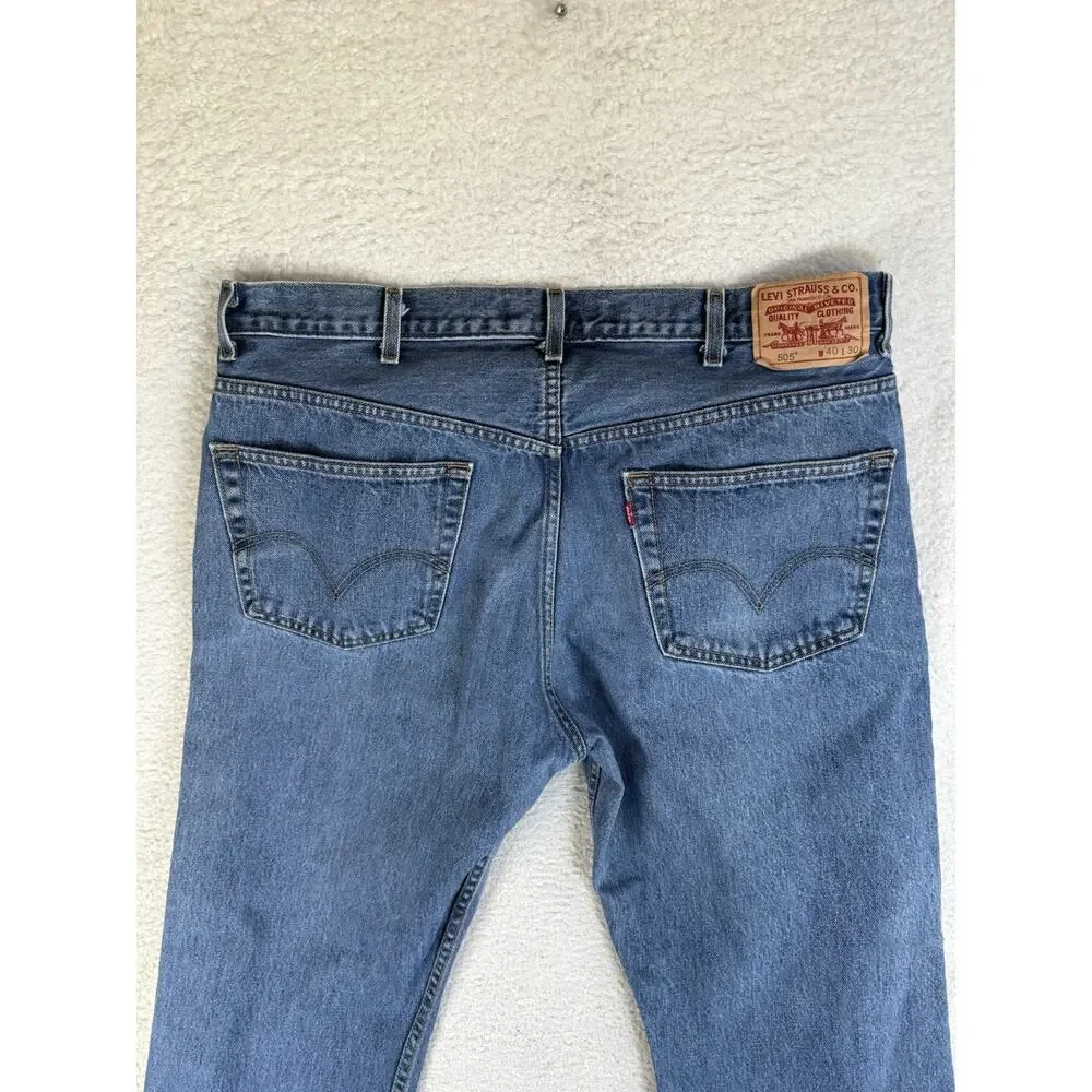 Vintage Levis 505 Jeans Men 40x30 Regular Fit Straight Workwear Denim Y2K